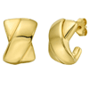 14k Yellow Gold Puffed X C-Hoop Earrings