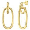 14k Yellow Gold Modern Door Knocker Hoop Dangle Earrings