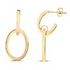 14k Yellow Gold Interlocking Oval Drop Hoop Earrings 1.2in