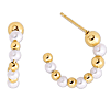 14k Yellow Gold Freshwater Cultured Pearl and Bead C Hoop Earrings