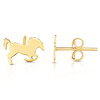 14k Yellow Gold Horse Stud Earrings