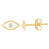 14k Yellow Gold Evil Eye White Enamel Stud Earrings