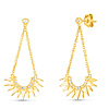 14k Yellow Gold .13 ct Diamond Sunburst Chain Dangle Earrings