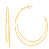 14k Yellow Gold Double Row C Hoop Earrings 2.25in