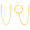 14k Yellow Gold Double Pierced Chain Huggie Earrings