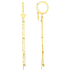 14k Yellow Gold Huggie Hoop Earrings with Star and Chain Dangles