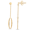 14k Yellow Gold Open Oval Chain Drop Earrings