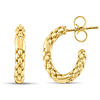 14k Yellow Gold Popcorn Bead Hoop Earrings with Sash Accent