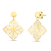 14k Yellow Gold Flower Stencil Cut Out Drop Earrings