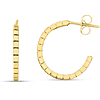 14k Yellow Gold Brick Hoop Earrings 3/4in