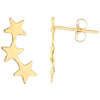 14k Yellow Gold Stars Ear Climber Earrings