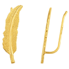 14k Yellow Gold Textured Feather Ear Climber Earrings