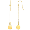 14k Yellow Gold Polished Disc Drop Earrings with Beads