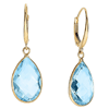 14k Yellow Gold 14.5 ct tw Pear Blue Topaz Dangle Earrings