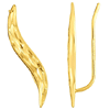 14k Yellow Gold Diamond cut Curved Ear Climber Earrings