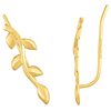 14k Yellow Gold Leaves and Vine Ear Climber Earrings