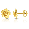 14k Yellow Gold Rose Bud Stud Earrings