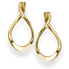 14k Yellow Gold 1in Tear Drop Hoop Post Earrings