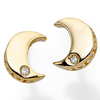 14k Yellow Gold Tiny Diamond Crescent Moon Earrings
