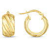 14k Yellow Gold Wide Ribbed Twist Huggie Hoop Earrings