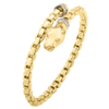 14k Yellow Gold .24 ct tw Diamond Panther Bypass Bangle Bracelet with Venetian Links