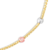 14k Yellow Gold Adjustable Bolo Wheat Bracelet with Tri-tone Beads