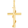 14k Yellow Gold Cross Pendant with Wrapped Rope 1in