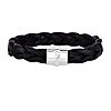 Phillip Gavriel Braided Black Leather Bracelet with Sterling Silver Magnetic Clasp