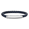 Phillip Gavriel Sterling Silver Men's Blue Leather Bar Bracelet