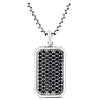 Phillip Gavriel Sterling Silver Men's Black Spinel Tag Necklace