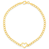 14k Yellow Gold Open Heart Curb Link Bracelet 7in