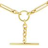 14k Yellow Gold T Bar Necklace with Mixed Round and Paper Clip Links