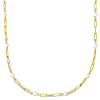 14k Yellow Gold Freshwater Cultured Pearl Paper Clip Link Necklace 24in