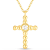 14k Yellow Gold Diamond Cross Popcorn Necklace