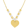 14k Yellow Gold Freshwater Cultured Pearl Bead Heart Drop Necklace