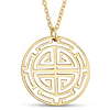 14k Yellow Gold Petite Shou Chinese Longevity Symbol Necklace