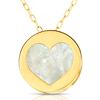 14k Yellow Gold Round Mother of Pearl Heart Necklace