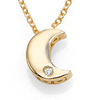 14k Yellow Gold Tiny Diamond Crescent Moon Necklace