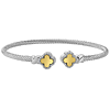 Phillip Gavriel Sterling Silver and 18k Gold Clover Cuff Bangle Bracelet