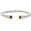 Phillip Gavriel Sterling Silver and 18k Gold Garnet Cable Cuff Bangle Bracelet