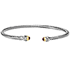 Phillip Gavriel Sterling Silver Garnet Cable Slender Cuff Bangle Bracelet