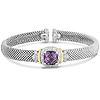 Phillip Gavriel Sterling Silver Cushion Cut Amethyst Popcorn Cuff Bangle Bracelet
