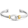Phillip Gavriel Sterling Silver 18k Gold Cable Knot Cuff Bangle Bracelet