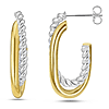 Sterling Silver and 18k Yellow Gold Paper Clip Traverso Hoop Earrings