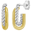 Phillip Gavriel Sterling Silver and 18k Yellow Gold Cable Paperclip Hoop Earrings