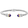 Phillip Gavriel Sterling Silver and 18k Gold Amethyst Cable Cuff Bangle Bracelet