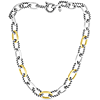 Phillip Gavriel Sterling Silver and 18k Gold Paper Clip Textured Cable Link Necklace 18in