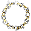 Phillip Gavriel Sterling Silver and 18k Gold Mariner Link Bracelet With Textured Finish