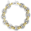 Phillip Gavriel Sterling Silver and 18k Gold Mariner Link Bracelet With Textured Finish 8in