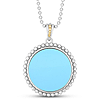 Phillip Gavriel Sterling Silver and 18k Yellow Gold Popcorn Turquoise Medallion Necklace
